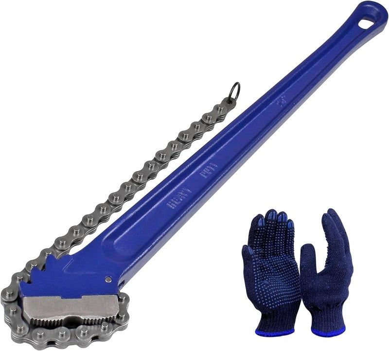 KARRYTON 24" Chain Pipe Wrench 3" - 5" Pipe Diameters, 20 1/4 Inch Chain Length Max Breaking Load 11000Lbs, Heavy Duty Plumbing Tool for Pipe Installation, Oil Fields Operations and Maintenance - Image 1